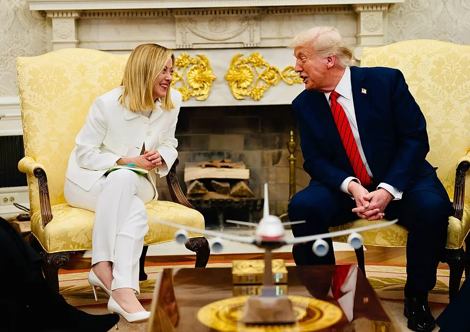 Giorgia Meloni y Donald Trump, Washington DC, 17 de abril de 2025 - Governo italiano.