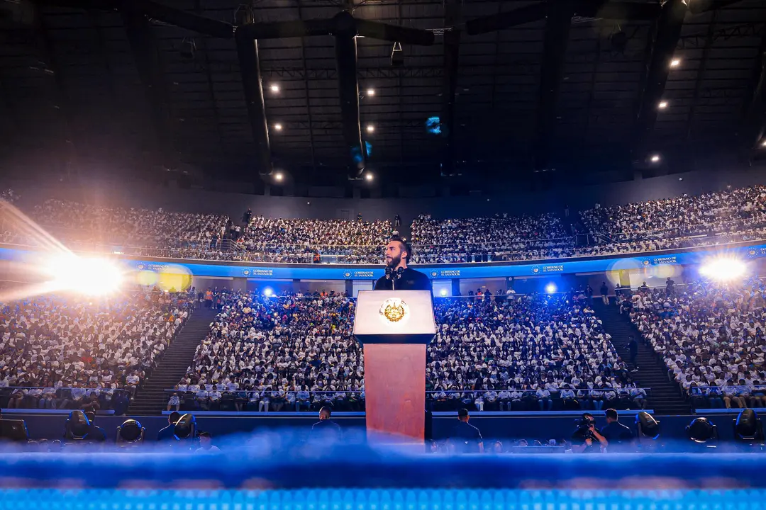 Nayib Bukele durante el evento El Salvador Renace. Por Casa Presidencial El Salvador. Agosto de 2026.&nbsp;