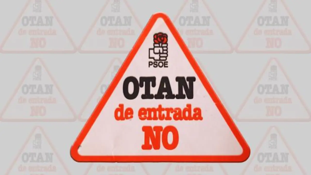 Pegatina del PSOE contra la OTAN