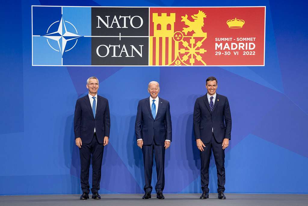 Pedro Sánchez, Joe Biden y Jens Stoltenberg en la cumbre de la OTAN de junio de 2022 en Madrid. 